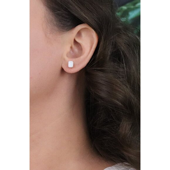 14k Yellow Gold Natural Opal Earrings Stud Post 1/4" x 3/16" - Picture 5 of 9